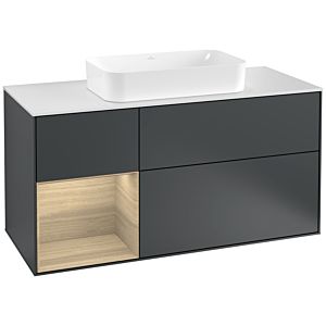Villeroy et Boch Finion Villeroy et Boch F291PCHG 120cm, plaque de finition blanc mat, étagère gauche Oak Veneer , Midnight Blue Matt Lacquer