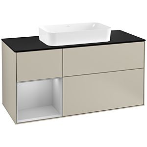 Villeroy and Boch Finion Villeroy and Boch Finion F292GJHH 120cm, cover plate black matt, shelf left light gray matt, Sand Matt Lacquer