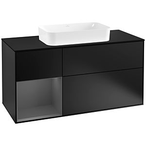 Villeroy and Boch Finion Villeroy and Boch Finion F292GKPD 120cm, cover plate black matt, shelf left anthracite matt, black matt lacquer
