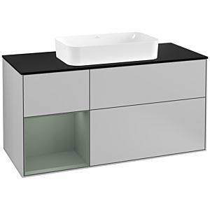 Villeroy and Boch Finion Villeroy and Boch Finion F292GMGJ 120cm, cover plate black matt, shelf left Olive Matt Lacquer , light gray matt