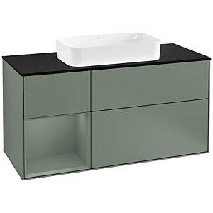 Villeroy et Boch Finion Villeroy et Boch F292GMGM 120cm, plaque de finition noir mat, étagère gauche Olive Matt Lacquer , Olive Matt Lacquer