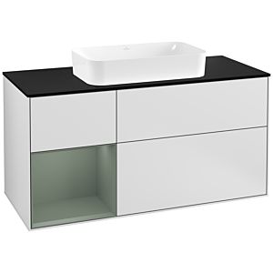 Villeroy and Boch Finion Villeroy and Boch Finion F292GMMT 120cm, cover plate black matt, shelf left Olive Matt Lacquer , white matt lacquer