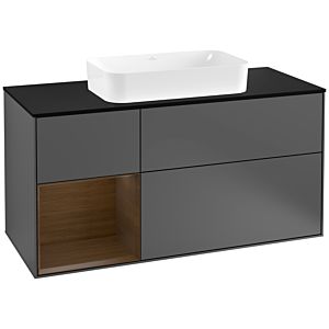 Villeroy and Boch Finion Villeroy and Boch Finion F292GNGK 120cm, cover plate black matt, shelf left walnut veneer, anthracite matt