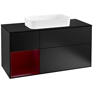 Villeroy and Boch Finion Villeroy and Boch Finion F292HBPD 120cm, cover plate black matt, shelf left Peony , black matt lacquer