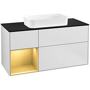 Villeroy and Boch Finion Villeroy and Boch Finion F292HFMT 120cm, cover plate black matt, shelf left gold matt, white matt lacquer