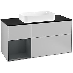 Villeroy and Boch Finion Villeroy and Boch Finion F292HGGJ 120cm, cover plate black matt, shelf left Midnight Blue Matt Lacquer , light gray matt