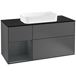 Villeroy and Boch Finion Villeroy and Boch Finion F292HGGK 120cm, cover plate black matt, shelf left Midnight Blue Matt Lacquer , anthracite matt