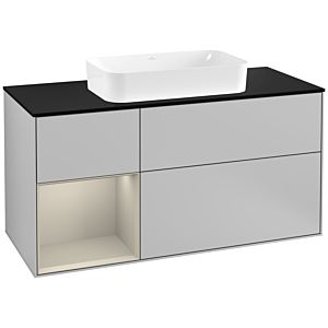 Villeroy and Boch Finion Villeroy and Boch Finion F292HHGJ 120cm, cover plate black matt, shelf on the left Sand Matt Lacquer , light gray matt