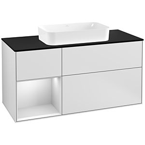 Villeroy and Boch Finion Villeroy and Boch Finion F292MTMT 120cm, cover plate black matt, shelf left white matt lacquer, white matt lacquer