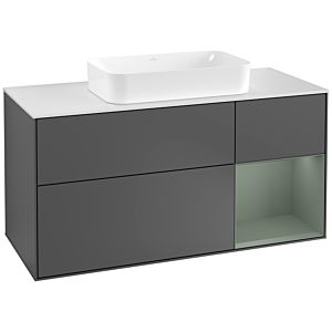 Villeroy et Boch Finion Villeroy et Boch F301GMGK 120cm, plaque de finition blanc mat, étagère à droite Olive Matt Lacquer , anthracite mat