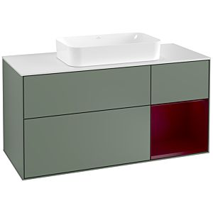 Villeroy and Boch Finion Villeroy and Boch Finion F301HBGM 120cm, cover plate matt white, shelf on the right Peony , Olive Matt Lacquer