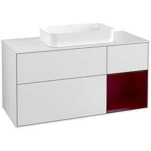 Villeroy et Boch Finion Villeroy et Boch F301HBMT 120cm, plaque de recouvrement blanc mat, étagère à droite Peony , laqué blanc mat