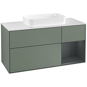 Villeroy et Boch Finion Villeroy et Boch F301HGGM 120cm, plaque de finition blanc mat, étagère à droite Midnight Blue Matt Lacquer , Olive Matt Lacquer