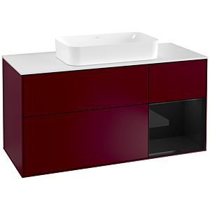 Villeroy and Boch Finion Villeroy and Boch Finion F301PHHB 120cm, cover plate matt white, shelf on the right Glossy Black Lacquer , Peony Matt