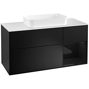 Villeroy et Boch Finion Villeroy et Boch F301PHPD 120cm, couvercle blanc mat, étagère à droite Glossy Black Lacquer , laqué noir mat