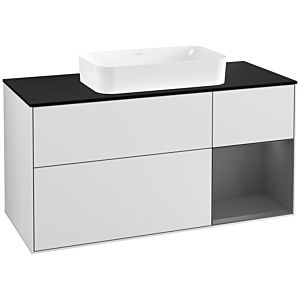 Villeroy and Boch Finion Villeroy and Boch Finion F302GKMT 120cm, cover plate black matt, shelf on the right anthracite matt, white matt lacquer