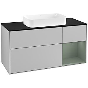 Villeroy and Boch Finion Villeroy and Boch Finion F302GMGJ 120cm, cover plate black matt, shelf on the right Olive Matt Lacquer , light gray matt