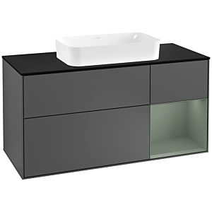 Villeroy and Boch Finion Villeroy and Boch Finion F302GMGK 120cm, cover plate black matt, shelf on the right Olive Matt Lacquer , anthracite matt