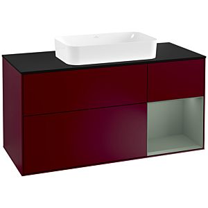 Villeroy et Boch Finion Villeroy et Boch F302GMHB 120cm, plaque de finition noir mat, étagère à droite Olive Matt Lacquer , Peony Matt