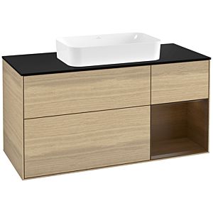 Villeroy et Boch Finion Villeroy et Boch F302GNPC 120cm, plaque de finition noir mat, étagère droite placage noyer, Oak Veneer