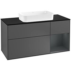 Villeroy et Boch Finion Villeroy et Boch F302HGGK 120cm, plaque de finition noir mat, étagère à droite Midnight Blue Matt Lacquer , anthracite mat