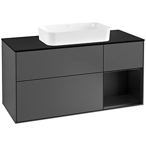 Villeroy and Boch Finion Villeroy and Boch Finion F302PDGK 120cm, cover plate black matt, shelf on the right black matt lacquer, anthracite matt