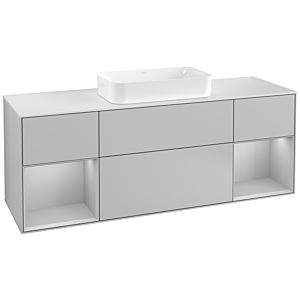 Villeroy und Boch Finion Waschtischunterschrank F331GJGJ 160x60,3cm, Abdeckplatte white matt, Regale Light grey matt lacquer, Light grey matt