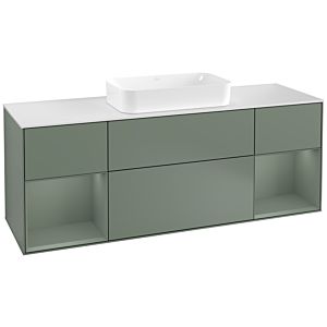 Villeroy and Boch Finion Villeroy and Boch Finion F331GMGM 160x60.3cm, cover plate white matt, shelves olive matt lacquer, Olive Matt Lacquer