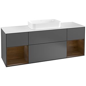 Villeroy and Boch Finion Villeroy and Boch Finion F331GNGK 160x60.3cm, cover plate matt white, shelves walnut veneer, matt anthracite