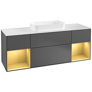 Villeroy and Boch Finion Villeroy and Boch Finion F331HFGK 160x60.3cm, cover plate matt white, shelves matt gold lacquer, matt anthracite