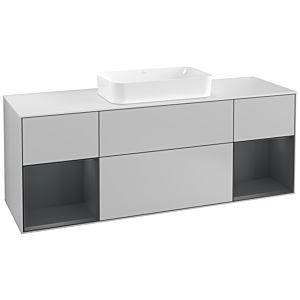 Villeroy und Boch Finion Waschtischunterschrank F331HGGJ 160x60,3cm, Abdeckplatte white matt, Regale Midnight matt lacquer, Light grey matt