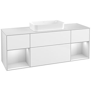 Villeroy et Boch Finion Villeroy et Boch F331MTGF 160x60.3cm, plaque de finition blanc mat, étagères laqué blanc mat, laqué blanc brillant