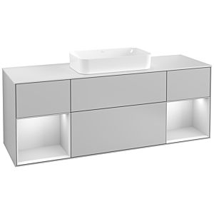 Villeroy und Boch Finion Waschtischunterschrank F331MTGJ 160x60,3cm, Abdeckplatte white matt, Regale White matt lacquer, Light grey matt