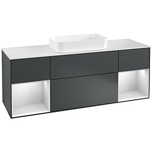 Villeroy und Boch Finion Waschtischunterschrank F331MTHG 160x60,3cm, Abdeckplatte white matt, Regale White matt lacquer, Midnight Blue Matt Lacquer