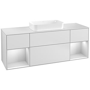 Villeroy et Boch Finion Villeroy et Boch F331MTMT 160x60,3cm, plaque de finition blanc mat, étagères laqué blanc mat, laqué blanc mat