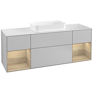 Villeroy und Boch Finion Waschtischunterschrank F331PCGJ 160x60,3cm, Abdeckplatte white matt, Regale Oak Veneer, Light grey matt