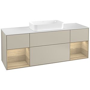 Villeroy und Boch Finion Waschtischunterschrank F331PCHH 160x60,3cm, Abdeckplatte white matt, Regale Oak Veneer, Sand Matt Lacquer