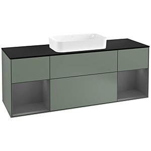 Villeroy and Boch Finion Villeroy and Boch Finion F332GKGM 160x60.3cm, cover plate black matt, shelves anthracite matt lacquer, Olive Matt Lacquer