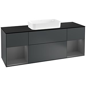 Villeroy and Boch Finion Villeroy and Boch Finion F332GKHG 160x60.3cm, cover plate matt black, shelves anthracite matt lacquer, Midnight Blue Matt Lacquer