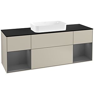 Villeroy and Boch Finion Villeroy and Boch Finion F332GKHH 160x60.3cm, cover plate black matt, shelves anthracite matt lacquer, Sand Matt Lacquer