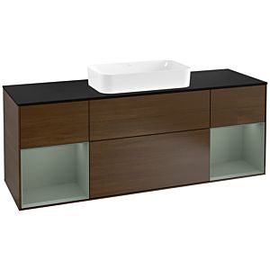 Villeroy and Boch Finion Villeroy and Boch Finion F332GMGN 160x60.3cm, cover plate black matt, shelves olive matt lacquer, walnut veneer