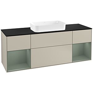 Villeroy and Boch Finion Villeroy and Boch Finion F332GMHH 160x60.3cm, cover plate black matt, shelves olive matt lacquer, Sand Matt Lacquer