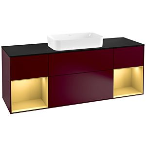 Villeroy and Boch Finion Villeroy and Boch Finion F332HFHB 160x60.3cm, cover plate black matt, shelves gold matt lacquer, Peony Matt