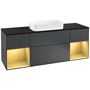 Villeroy and Boch Finion Villeroy and Boch Finion F332HFHG 160x60.3cm, cover plate black matt, shelves gold matt lacquer, Midnight Blue Matt Lacquer