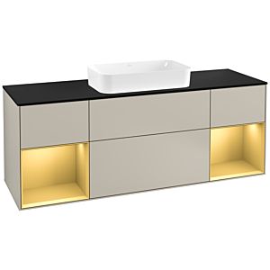 Villeroy and Boch Finion Villeroy and Boch Finion F332HFHH 160x60.3cm, cover plate black matt, shelves gold matt lacquer, Sand Matt Lacquer