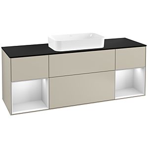 Villeroy and Boch Finion Villeroy and Boch Finion F332MTHH 160x60.3cm, cover plate black matt, shelves white matt lacquer, Sand Matt Lacquer
