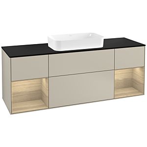 Villeroy and Boch Finion Villeroy and Boch Finion F332PCHH 160x60.3cm, cover plate black matt, shelves Oak Veneer , Sand Matt Lacquer