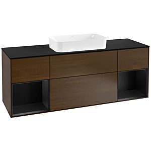 Villeroy and Boch Finion Villeroy and Boch Finion F332PDGN 160x60.3cm, cover plate black matt, shelves black matt lacquer, walnut veneer