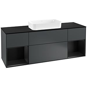 Villeroy und Boch Finion Waschtischunterschrank F332PDHG 160x60,3cm, Abdeckplatte black matt, Regale Black matt lacquer, Midnight Blue Matt Lacquer