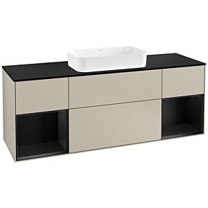 Villeroy und Boch Finion Waschtischunterschrank F332PDHH 160x60,3cm, Abdeckplatte black matt, Regale Black matt lacquer, Sand Matt Lacquer